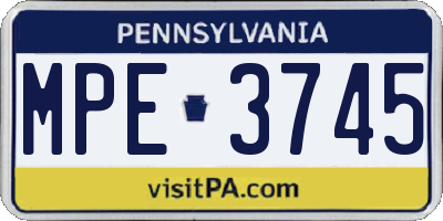 PA license plate MPE3745