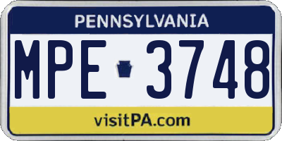 PA license plate MPE3748