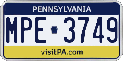 PA license plate MPE3749