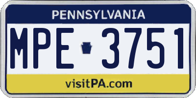PA license plate MPE3751