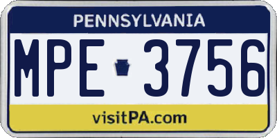 PA license plate MPE3756