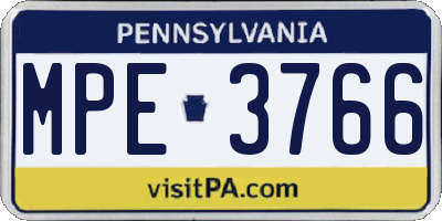 PA license plate MPE3766