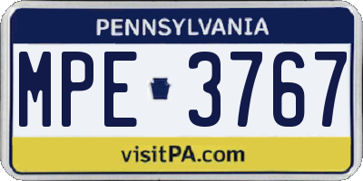 PA license plate MPE3767