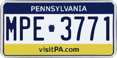 PA license plate MPE3771