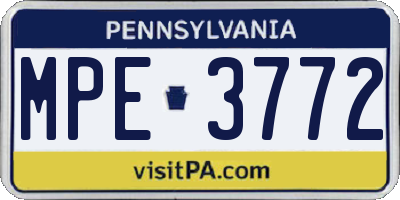 PA license plate MPE3772