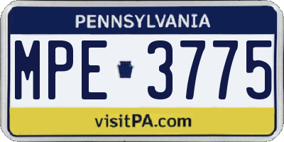 PA license plate MPE3775