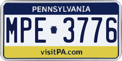 PA license plate MPE3776