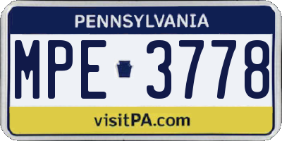 PA license plate MPE3778