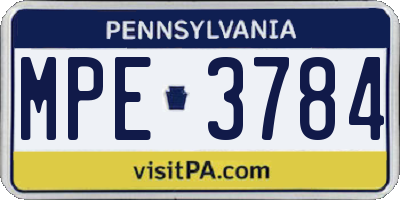 PA license plate MPE3784