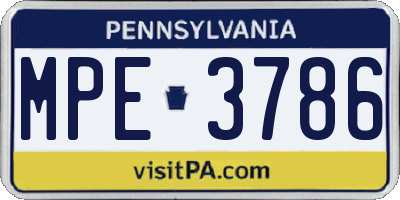 PA license plate MPE3786