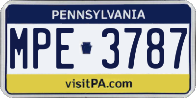 PA license plate MPE3787