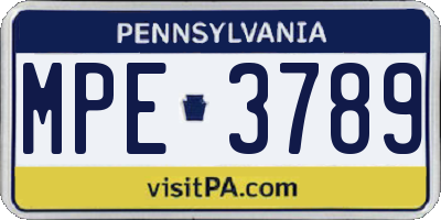 PA license plate MPE3789