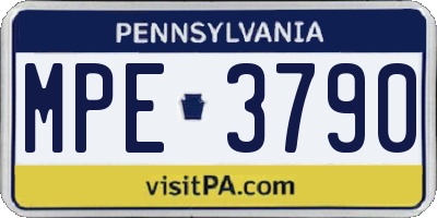 PA license plate MPE3790
