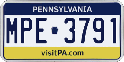 PA license plate MPE3791