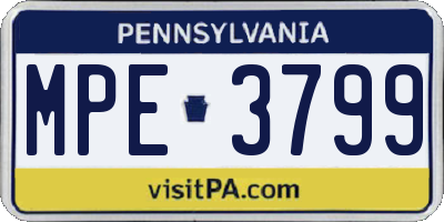 PA license plate MPE3799