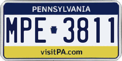 PA license plate MPE3811