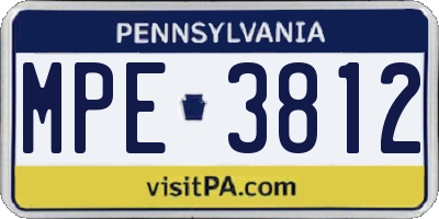 PA license plate MPE3812