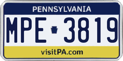 PA license plate MPE3819