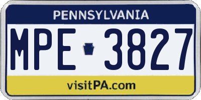 PA license plate MPE3827