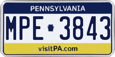 PA license plate MPE3843