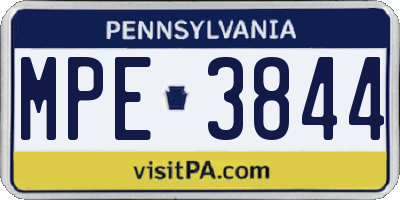 PA license plate MPE3844