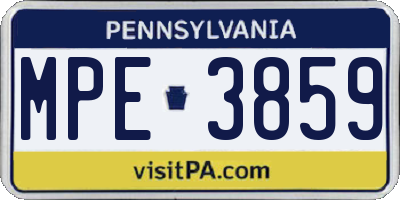 PA license plate MPE3859