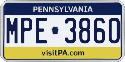 PA license plate MPE3860