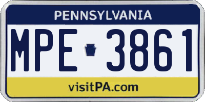 PA license plate MPE3861