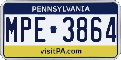 PA license plate MPE3864