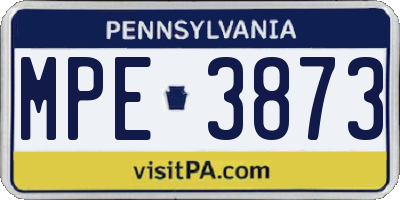 PA license plate MPE3873