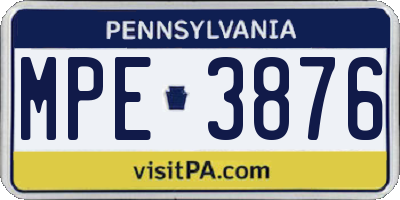 PA license plate MPE3876