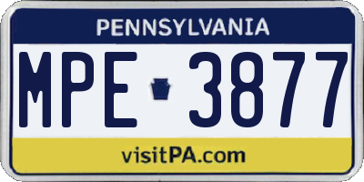 PA license plate MPE3877