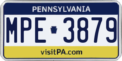 PA license plate MPE3879