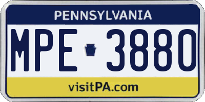 PA license plate MPE3880