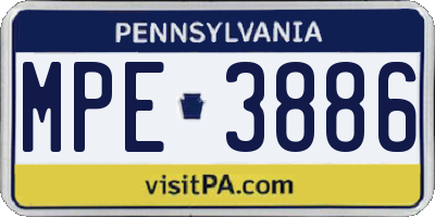PA license plate MPE3886