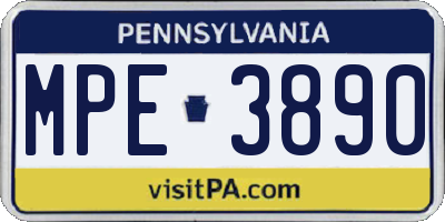 PA license plate MPE3890