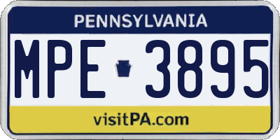 PA license plate MPE3895