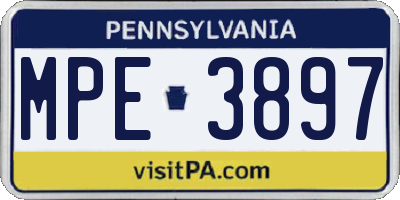 PA license plate MPE3897