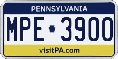 PA license plate MPE3900