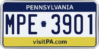 PA license plate MPE3901