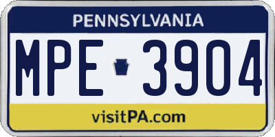 PA license plate MPE3904