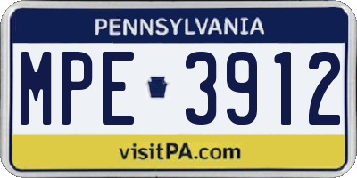 PA license plate MPE3912