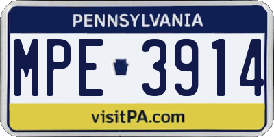 PA license plate MPE3914