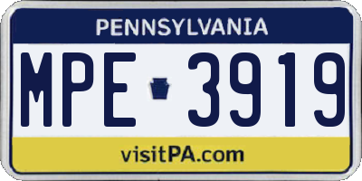 PA license plate MPE3919