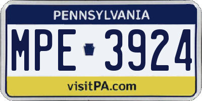 PA license plate MPE3924