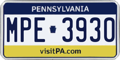 PA license plate MPE3930