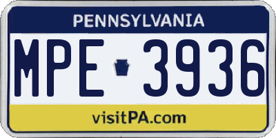 PA license plate MPE3936