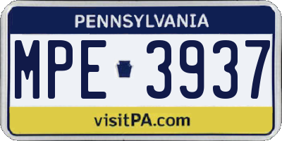 PA license plate MPE3937
