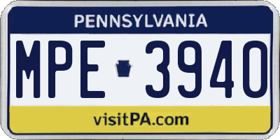 PA license plate MPE3940