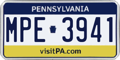 PA license plate MPE3941